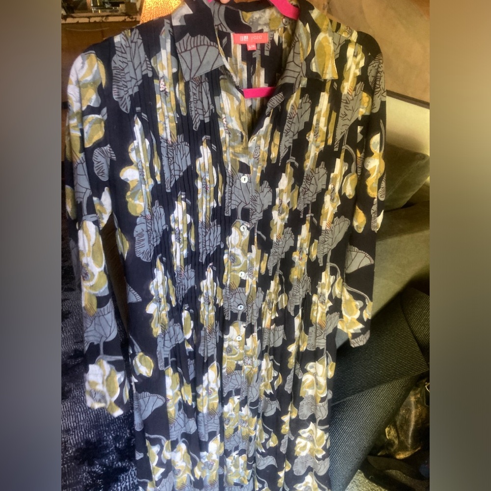 Yaza Berkeley Eco maxi Dress gauzy cotton button up floral boho festival coat